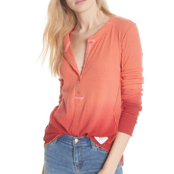 Free People Tops - #136 Free People Cozy Up Henley in Papaya Combo